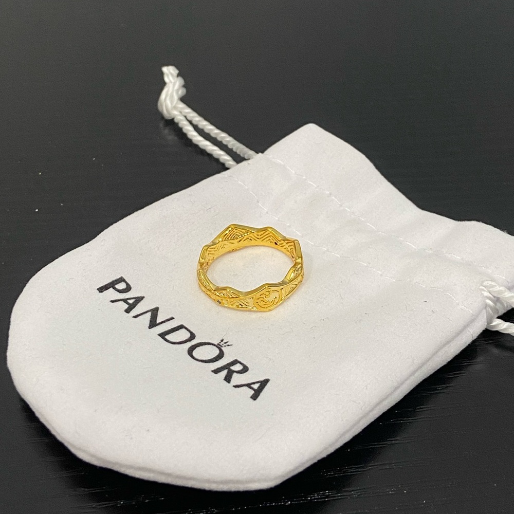 Pandora Gold Tone Filigree Wave Ring